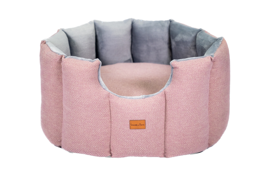 Pink Tweed Cave Dog Beds