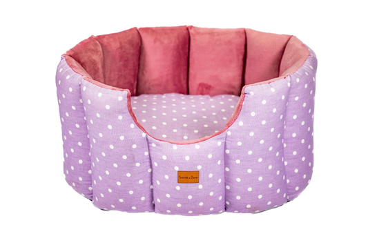 Lilac Spot Cave Dog Bed