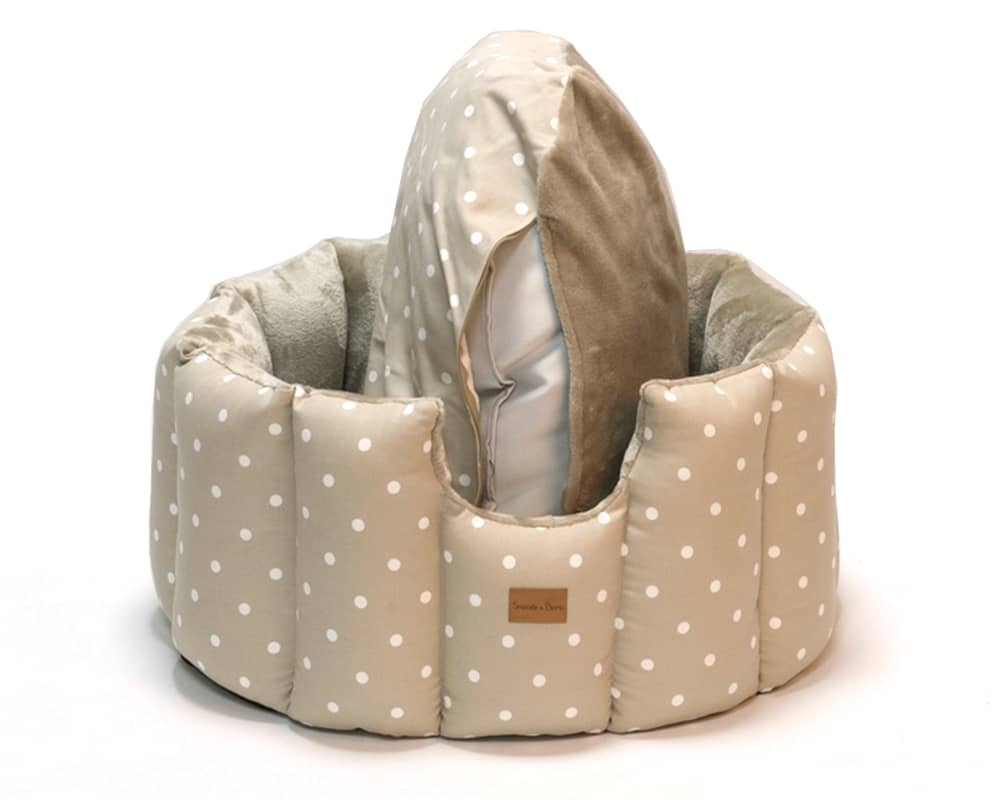 Taupe Spot Hand-Made Cave Dog Bed
