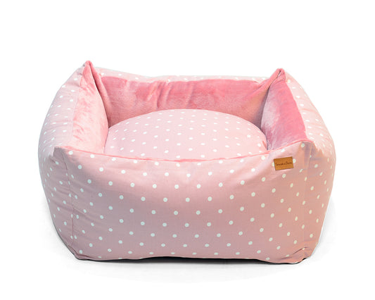 Pink Dotty Box Dog Bed