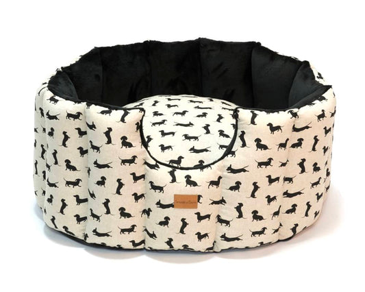 Black Dachshund Cave Dog Bed