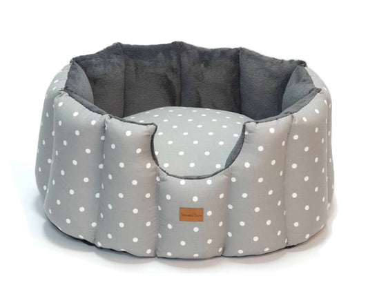 Grey Spot Cave Dog Bed
