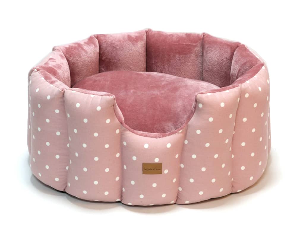 Pink Spot Cave Dog Bed – Smoozle and Bone