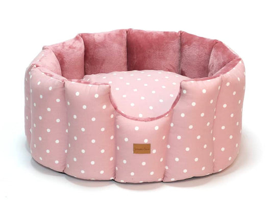 Pink Spot Cave Dog Bed