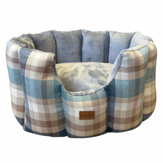 Blue Tartan Cave Bed