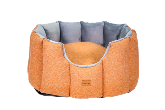 Orange Tweed Cave Bed