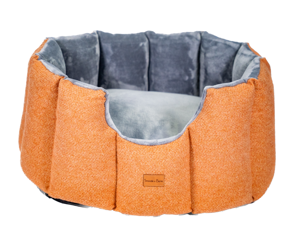 Orange Tweed Cave Bed