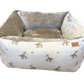 Dog bed with fox pattern on a white background