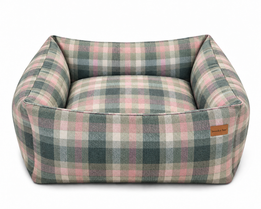 Pink Tweed Box Dog Bed