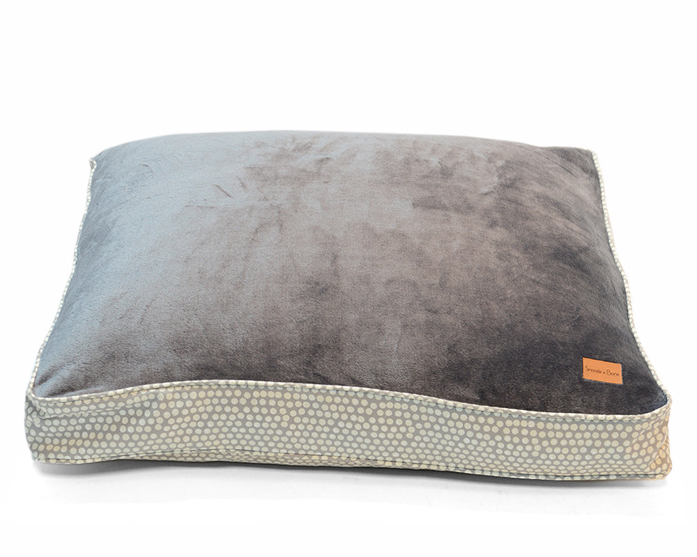 Grey Spotty Hand-Made Flat Dog Bed