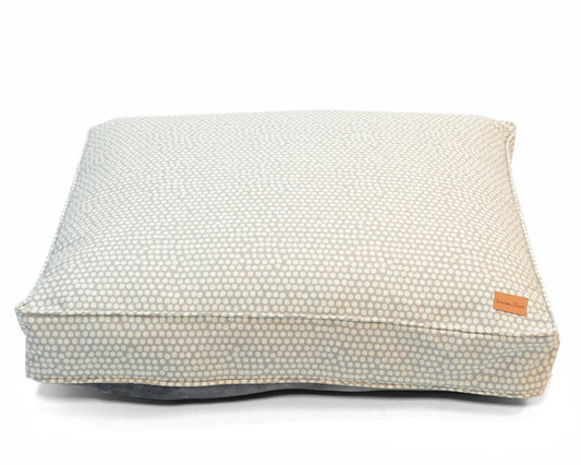 Grey Spotty Hand-Made Flat Dog Bed