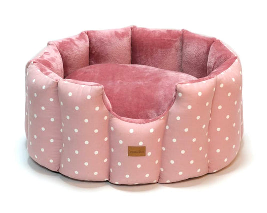 Pink Spot Hand-Made Cave Dog Bed